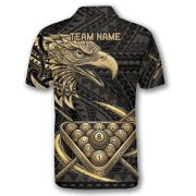 Black Gold Eagle Tribal Pattern Billiards Custom Pool Shirt - Image 4