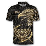 Black Gold Eagle Tribal Pattern Billiards Custom Pool Shirt - Image 3