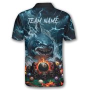 Blue Flaming 8 Ball Pool Shark Gothic Skulls Custom Pool Shirt - Image 4