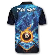 Blue Wolf Fire 8 Ball Pool Custom Billiards Shirt - Image 4