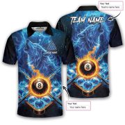 Blue Wolf Fire 8 Ball Pool Custom Billiards Shirt - Image 5