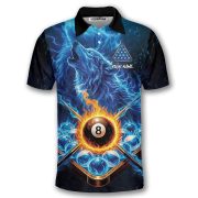 Blue Wolf Fire 8 Ball Pool Custom Billiards Shirt - Image 3