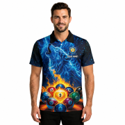Blue Wolf Fire 9 Ball Pool Custom Billiards Shirt - Image 2