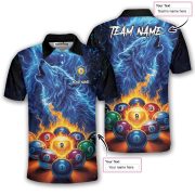 Blue Wolf Fire 9 Ball Pool Custom Billiards Shirt - Image 5