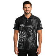 Dark Gothic Grim Reaper Holding Dartboard Skull Custom Darts Shirt - Image 2