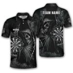 Dark Gothic Grim Reaper Holding Dartboard Skull Custom Darts Shirt