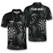 Dark Gothic Grim Reaper Holding Dartboard Skull Custom Darts Shirt