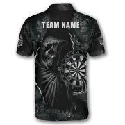 Dark Gothic Grim Reaper Holding Dartboard Skull Custom Darts Shirt - Image 4