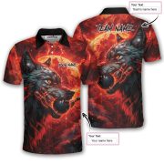 Fierce Werewolf Blood Moon Custom Bowling Shirt - Image 5