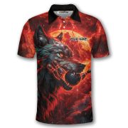 Fierce Werewolf Blood Moon Custom Bowling Shirt - Image 3