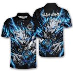 Fierce Werewolf Blue Lightnings Custom Bowling Shirt
