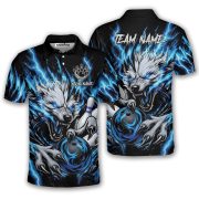 Fierce Werewolf Blue Lightnings Custom Bowling Shirt