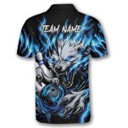 Fierce Werewolf Blue Lightnings Custom Bowling Shirt - Image 4