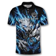 Fierce Werewolf Blue Lightnings Custom Bowling Shirt - Image 3