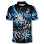 Fierce Werewolf Blue Lightnings Dartboard Custom Darts Shirt - Image 3