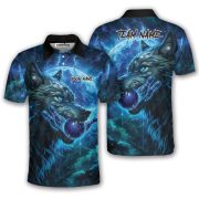 Fierce Werewolf Blue Moon Custom Bowling Shirt