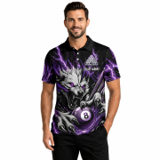 Fierce Werewolf Purple Lightnings 8 Ball Pool Custom Billiards Shirt - Image 2