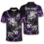 Fierce Werewolf Purple Lightnings 8 Ball Pool Custom Billiards Shirt