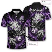 Fierce Werewolf Purple Lightnings 8 Ball Pool Custom Billiards Shirt - Image 5