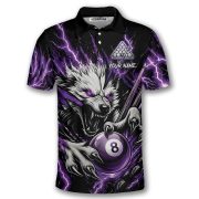 Fierce Werewolf Purple Lightnings 8 Ball Pool Custom Billiards Shirt - Image 3