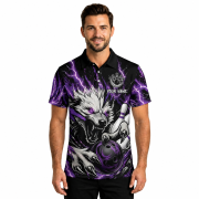 Fierce Werewolf Purple Lightnings Custom Bowling Shirt - Image 2