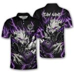 Fierce Werewolf Purple Lightnings Custom Bowling Shirt