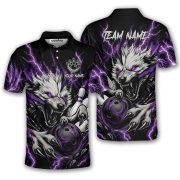 Fierce Werewolf Purple Lightnings Custom Bowling Shirt