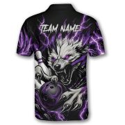 Fierce Werewolf Purple Lightnings Custom Bowling Shirt - Image 4