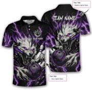 Fierce Werewolf Purple Lightnings Custom Bowling Shirt - Image 5