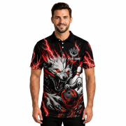 Fierce Werewolf Red Lightnings Custom Bowling Shirt - Image 2