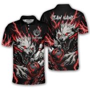 Fierce Werewolf Red Lightnings Custom Bowling Shirt
