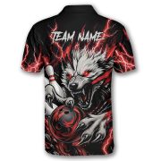 Fierce Werewolf Red Lightnings Custom Bowling Shirt - Image 4