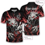 Fierce Werewolf Red Lightnings Custom Bowling Shirt - Image 5
