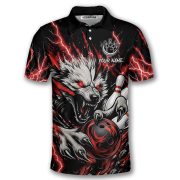 Fierce Werewolf Red Lightnings Custom Bowling Shirt - Image 3