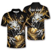 Fierce Werewolf Yellow Lightnings 9 Ball Pool Custom Billiards Shirt