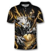 Fierce Werewolf Yellow Lightnings 9 Ball Pool Custom Billiards Shirt - Image 3