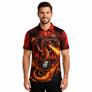 Fiery Dragon Red Flame 8 Ball Pool Custom Billiards Shirt - Image 2