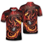 Fiery Dragon Red Flame 8 Ball Pool Custom Billiards Shirt