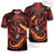 Fiery Dragon Red Flame 8 Ball Pool Custom Billiards Shirt - Image 5