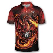 Fiery Dragon Red Flame 8 Ball Pool Custom Billiards Shirt - Image 3