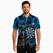 Gothic Grim Reaper Blue Lightnings Skull Custom Darts Shirt - Image 2