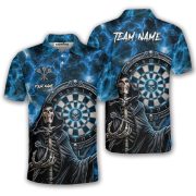 Gothic Grim Reaper Blue Lightnings Skull Custom Darts Shirt