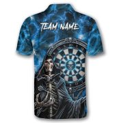 Gothic Grim Reaper Blue Lightnings Skull Custom Darts Shirt - Image 4