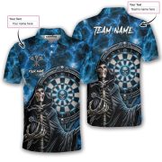 Gothic Grim Reaper Blue Lightnings Skull Custom Darts Shirt - Image 5