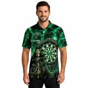 Gothic Grim Reaper Green Lightnings Skull Custom Darts Shirt - Image 2