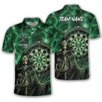 Gothic Grim Reaper Green Lightnings Skull Custom Darts Shirt