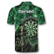 Gothic Grim Reaper Green Lightnings Skull Custom Darts Shirt - Image 4