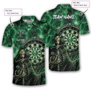 Gothic Grim Reaper Green Lightnings Skull Custom Darts Shirt - Image 5