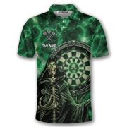 Gothic Grim Reaper Green Lightnings Skull Custom Darts Shirt - Image 3