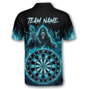 Grim Reaper Blue Fire Flame Dartboard Custom Darts Shirt - Image 4